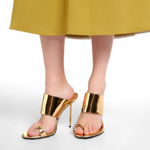 Luxury Brand Design Patent PU Shining Gold Women High Heel Mules - Product Image 6