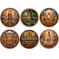 Pièce commémorative en cuivre pur 999 de 1 Troy oz, haute relief, impression UV, divinités bouddhistes, objet de collection