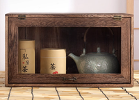 Boîte de rangement en bois massif avec couvercle transparent Boîte à chaussures multifonctionnelle Organisateur de boules Support cosmétique anti-poussière