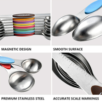 Ensemble de tasses et cuillères à mesurer en acier inoxydable pour la cuisine, cuillère à mesurer magnétique double face