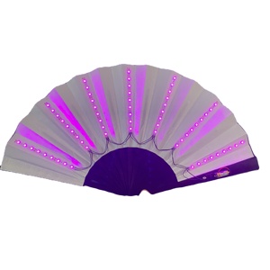 LED <b>Light</b>-Up Folk Art Folding Fan 33cm Bamboo Decorative Rave Fan for Parties Carved <b>Flash</b> Dance Technique - Product Image 4