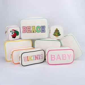 Pochette cosmétique portable pliable en toile de coton imperméable brodée sur mesure pour femme, organiseur de voyage avec fermeture éclair - Product Image 2