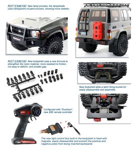 RGT SJY-EX86190 Simulación LC76 1/10 RC Eléctrico con Control Remoto 4WD Coche Modelo Escalador Crawler RTR 2.4GHz con Cambio de Dos Velocidades 200M - Product Image 5