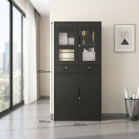 Armoire en tôle d'acier noir haute densité, montage facile, armoire de rangement en métal avec 2 tiroirs, utilisation au bureau