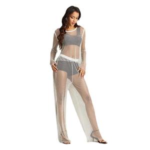 2024 vêtements pour femmes nouveau Sexy pur désir Style raffiné strass transparent pantalon costume peut être vendu seul ensemble - Product Image 5