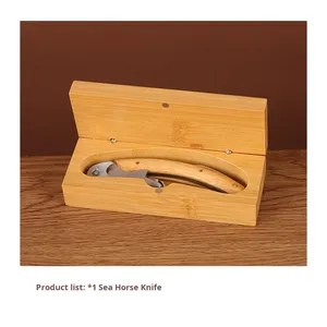 Ensemble de coffret cadeau d'ouvre-bouteille de vin écologique en bois de bambou, vente en gros - Product Image 5