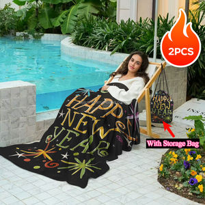 Coperta di flanella di capodanno 2025 stampata con motivo a stelle borsa portatile soggiorno camera da letto uso esterno ufficio regalo di capodanno - Product Image 4