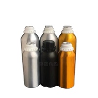 Botella de aluminio de metal de pared simple con logotipo impreso personalizado de 1L para aceites esenciales y productos químicos