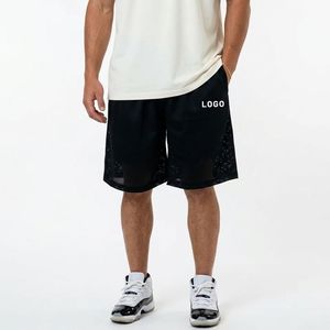 Men's Solid Color Quick Dry Shorts Elastic Waist Mid Length Casual Sport Shorts With Logo Print Front - Product Image 2