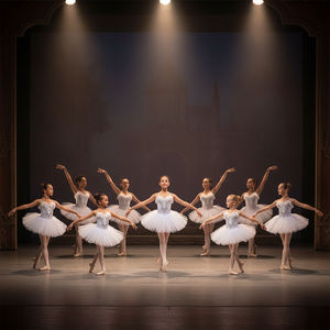 Vestido de Ballet Profesional Fitdance Kids White Swan para Niñas, con Plumas y Pedrería, Disfraz para Actuaciones en Escenario, Disponible en Stock - Product Image 5