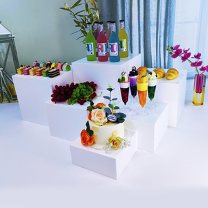 Set of 6pcs White Buffet Stand Acrylic <strong>Table</strong> <strong>Riser</strong> Cube Display Nesting <strong>Risers</strong> Lucite Square Food Dessert Stand - Product Image 5