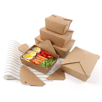 Caja de Almuerzo de Papel OEM ODM, Contenedor de Embalaje de Alimentos de Cartón, Reciclable, para Llevar, Suministros para Restaurantes