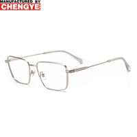 Montura de Gafas Metálicas Cuadradas con Patillas de Acetato 6.0 y Bisagra de una Pieza, Diseño Nuevo 2026