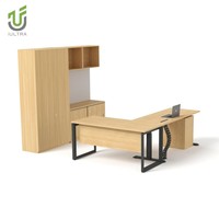IULTRA Table de bureau de direction en chêne sculpté traditionnel Table de patron antique de luxe avec un design moderne MDF durable MFC bois élégant