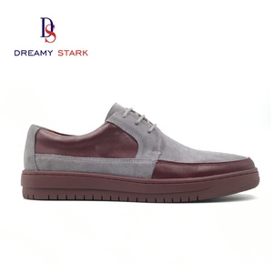Sneakers en cuir de vache véritable de haute qualité, deux tons de couleur, logo personnalisé, fabriquées à la main, lacets pour hommes, confortables, respirantes, automne - Product Image 3