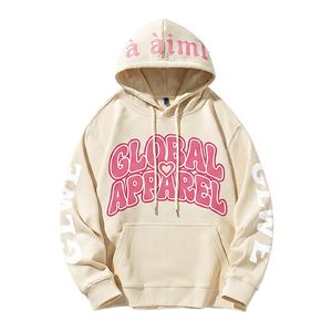 Sudadera con capucha de forro polar para hombre, personalizada, de invierno, estilo urbano, ODM, 500GSM, de alto gramaje, corte holgado, con letras vintage, lavado a la piedra, oversize, hombro caído - Product Image 2