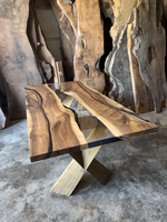 Table basse de mode table en résine meubles de maison en bois de noyer dalle en bois massif de conception spéciale salle à manger Tables de rivière en résine époxy