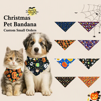 Écharpe pour chien en polyester imprimée de dessins animés d'Halloween, lavable et respirante, bavoir triangulaire festif pour animaux de compagnie, pour chiens et chats