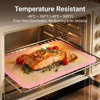 Tapis de cuisson en silicone OEM ODM avec bord rose, tailles, couleurs, logos et styles personnalisables, fibre de verre, résistant à la chaleur -40~260°C ℃