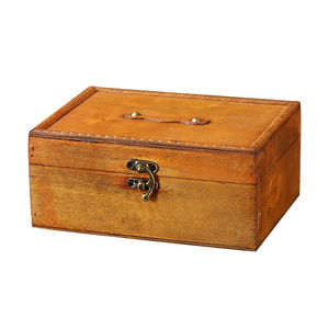 Retro Wooden Storage Box Solid Color <b>Sliding</b> Cover For Home Decor And Photography Props - Product Image 5