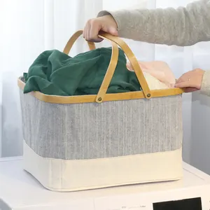 Paniers de rangement pliables imprimés en tricot durables avec poignée pour l'encombrement des vêtements