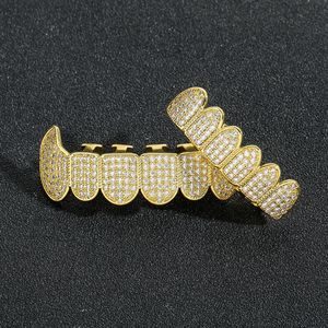 Hip Hop Bling Grillz personnalisé pour femmes et hommes bijoux de dents simulé 6 dents haut et bas glacé diamant dents Grill - Product Image 3