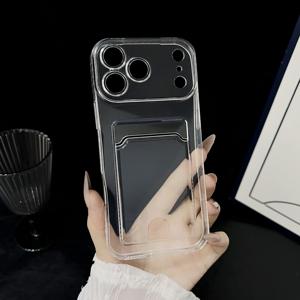 Étui de téléphone transparent anti-chute à quatre coins en TPU+PC avec porte-cartes électroplaqué pour Oppo Vivo - Product Image 5