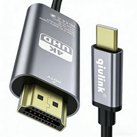 Cable USB C a HDMI Qiulink 4K 60Hz de 2M, Adaptador de Aleación de Aluminio Tipo C a HDTV para Laptop MacBook Pro Air a Monitor TV