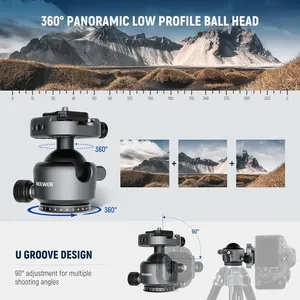 NEEWER <span class=keywords><strong>GM41</strong></span> - Soporte de Cabezal de Bola Compacto de Aluminio de 3.3 Pulgadas, Perfil Bajo, Panorámica de 360°, Inclinación de 90°, Capacidad de Carga de 22 lb, Nivel de Burbuja - Product Image 5