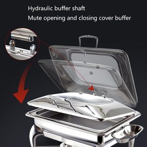 Chauffe-plats de buffet en acier inoxydable avec couvercles et supports en acier massif pour mariages et réceptions - Product Image 5