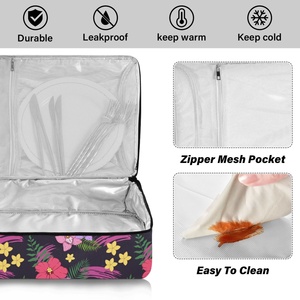 Hawaiian New Arrival Custom Tropical Flower Print BBQ Thermal Insulated Portable Lunch Cooler Pizza Carrier Bag for Delivery - Product Image 4