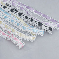Ruban brodé en dentelle avec insert en ruban de satin, dentelle soluble dans l'eau pour robe de mariée, décoration de bretelles de soutien-gorge, Rifinitura a Ricamo