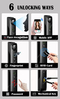 Serrure de porte électronique intelligente Polyglot avec application téléphonique Wifi Tuya, reconnaissance faciale et d'empreintes digitales, serrure numérique, mot de passe, carte-clé, serrure à mortaise