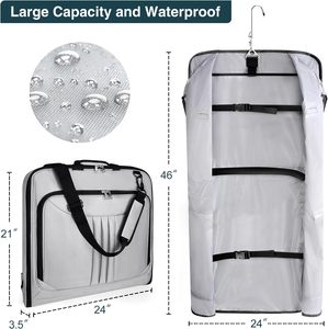 Échantillon gratuit Sac de costume en lin Sac de vêtement personnalisé avec fermeture éclair Housse de manteau Tissu en lin naturel Grand sac de rangement pour vêtements avec fermeture éclair - Product Image 3