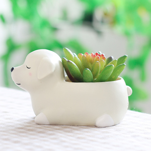 Maceta de Resina Pintada <span class=keywords><strong>a</strong></span> <span class=keywords><strong>Mano</strong></span> con Diseño de Dibujos Animados ROOGO Personalizada para Plantas Suculentas, Decoración Verde de Escritorio para Jardín - Product Image 2