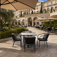 Chaise de salle à manger d'extérieur en aluminium de qualité commerciale, fauteuil en corde résistant aux UV pour hôtel, restaurant, complexe hôtelier
