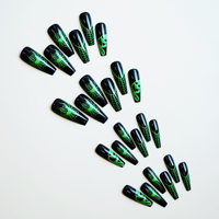Nouveau Design Mode Vert Fantôme Araignée Art Presse Ongles Halloween Longs Ongles Artificiels ABS Matériel Faux Ongles