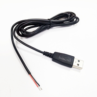 Câble USB 2.0 mâle vers fil nu à extrémité ouverte en cuivre, cordon d'alimentation USB-A 2.0 mâle avec gaine de décharge de tension
