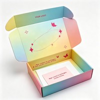 Boîtes d'emballage cadeau avec logo personnalisé, impression dégradée arc-en-ciel, boîte pour vêtements, cosmétiques, boîte pliable en papier pour l'expédition
