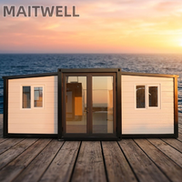 Conteneur préfabriqué mobile prêt à l'emploi de 20 pieds, extensible, en panneaux sandwich, pliable, maison préfabriquée extensible, maisons conteneurs