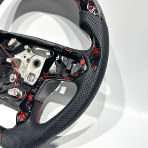 Nouveau produit avec volant en cuir perforé rouge en fibre de carbone forgée pour Silverado Denali 2010-2016, personnalisable - Product Image 2