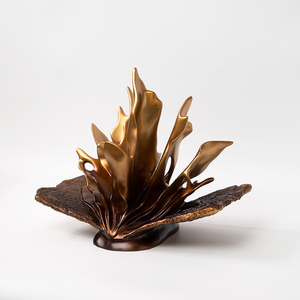 Accessori da Scrivania Moderni Fatti a Mano, Oggetti Decorativi di Lusso <span class=keywords><strong>per</strong></span> <span class=keywords><strong>Ufficio</strong></span>, Scultura Floreale in Resina Dorata Antica, Decorazione <span class=keywords><strong>per</strong></span> la Casa - Product Image 4