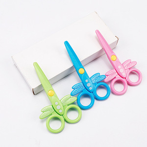 Dragonfly Shaped Childrens Safe Scissors Blue Craft Paper Cutting Small Home Use Ps Material - Product Image 3
