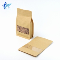 Emballage alimentaire personnalisé en kraft composite à fermeture rapide et fiable avec fenêtre, fond plat, pour snacks, noix, biscuits, grains de café