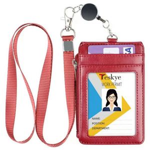 Business Pu Card <b>Holder</b> with Telescopic Buckle Office-Use Promotional Lanyard ID Card <b>Holder</b> - Product Image 5