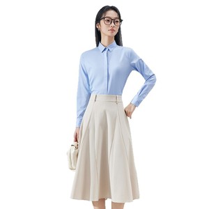Women's White Long Sleeve Shirt Solid Color Poplin <b>Work</b> Uniform Professional Elegant Commuter Blouse Spring Autumn - Product Image 5