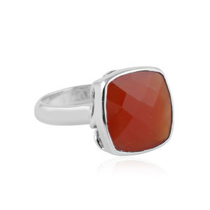 Lujoso anillo de declaración de Plata de Ley 925 Legacy Cornalina Piedra preciosa Clásico Geométrico Delicado Platino Fiesta de bodas - Product Image 4