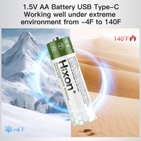 Batterie au lithium rechargeable AA de haute qualité Hixon J1052 modèle 1,5 V 3000 mWh, charge rapide USB type C, certifiée CE, 8 piles