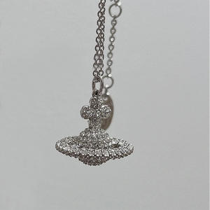 Collar 3D Saturno de Moda Vivienne Empress Dowager, Cobre con Zirconia, Lujo Ligero, Personalidad Versátil, Cadena de Bambú con Planeta, Unisex - Product Image 5