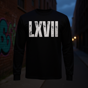 T-shirt à manches longues avec chiffres romains Lxvii Six Seven 6 7 Meme Gen Slang - Product Image 3